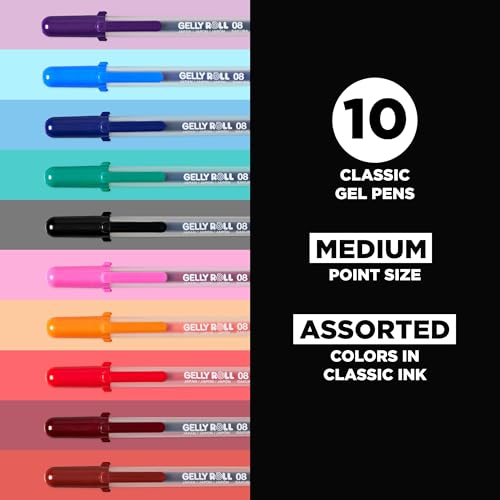 SAKURA Gelly Roll Classic Pens Set - 10 Medium Point Colors