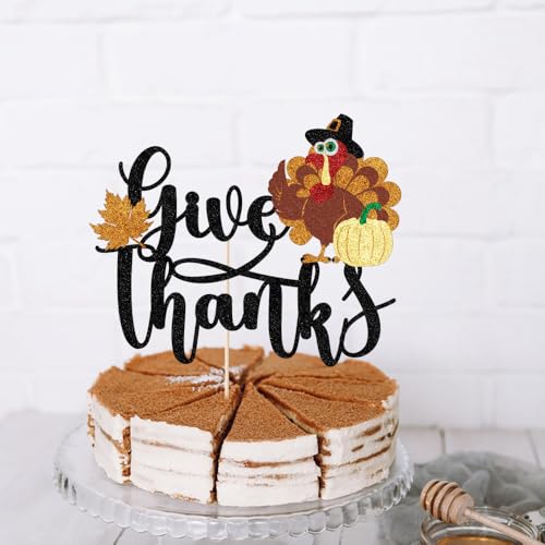 Florcmet Thanksgiving Cake Topper - Pumpkin Turkey Fall Party Decor