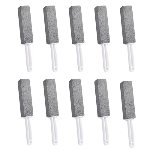 Pumice Stone Toilet Cleaner with Handle 10-Pack - Natural, Scratch-Free