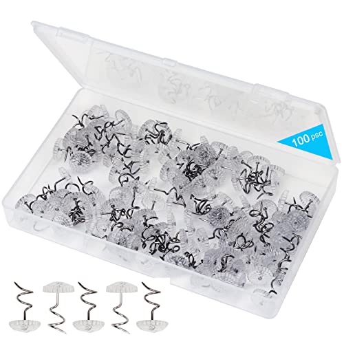 Lesnow Spiral Bed Skirt Pins - 100PCS Clear Twist Pins for Upholstery