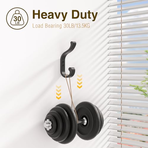 Bussdis Heavy Duty Wall-Mounted Coat Hooks - Black, 4 Pack Dual Hooks