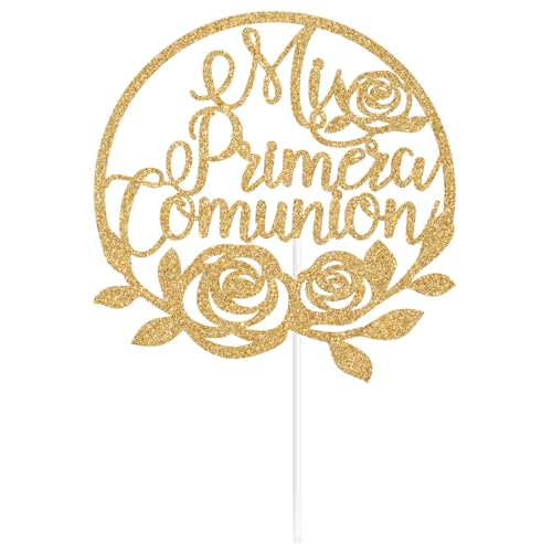 Gold Glitter Mi Primera Comunion Cake Topper for Celebrations