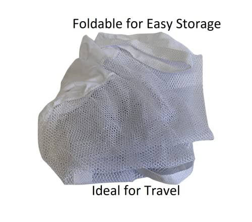 Large Soft Nylon Mesh Laundry Basket - Collapsible Hamper with Carry Handles
