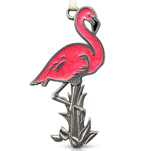 Pink Flamingo Christmas Ornament - Handcrafted Pewter Bird Decor