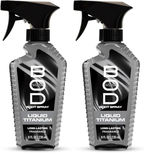 Bod Man Liquid Titanium Fragrance Body Spray for Men, 8 oz (Pack of 2)