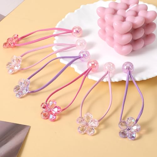 Tyqour 6 Pcs Bubble Hair Ties for Girls, Colored Camellia Rubber Beads