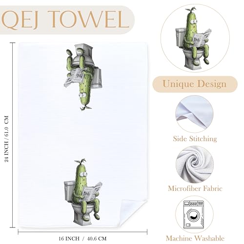 Funny Pickle Hand Towels for Bathroom | 16x24 Inch Decorative Towels