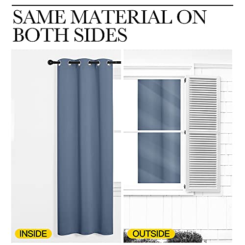 NICETOWN Blackout Curtains - 42 x 78 Inch Stone Blue Thermal Grommet Panels
