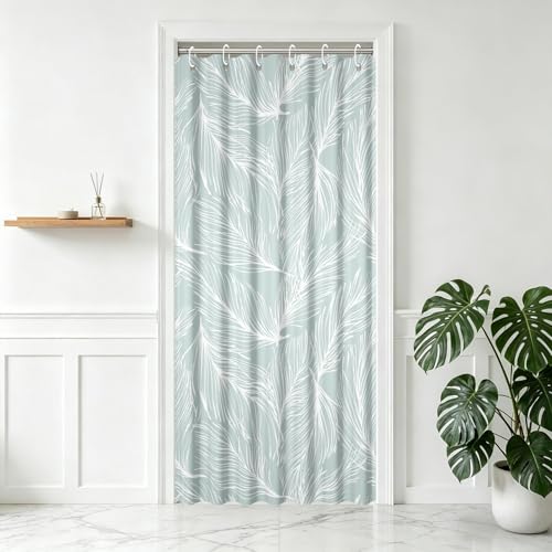Yeele Mint Green Feather Shower Curtain - Waterproof & Machine Washable, 36x72 Inch