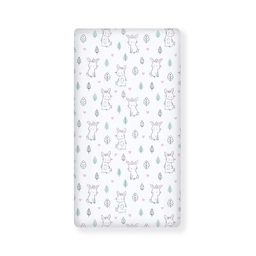 Streeyiu Bunny Fitted Crib Sheet - White, 52x28x8 in, Soft Polyester