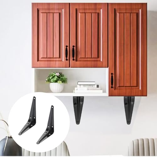 Lilaly Heavy Duty Shelf Brackets 4" x 5" - 10 Pack, Black L Brackets for Floating Shelves