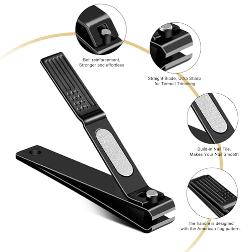 TwinWolf Stainless Steel Nail Clippers Set - 2 Pack Ultra Sharp Fingernail & Toenail Clipper with Built-in File