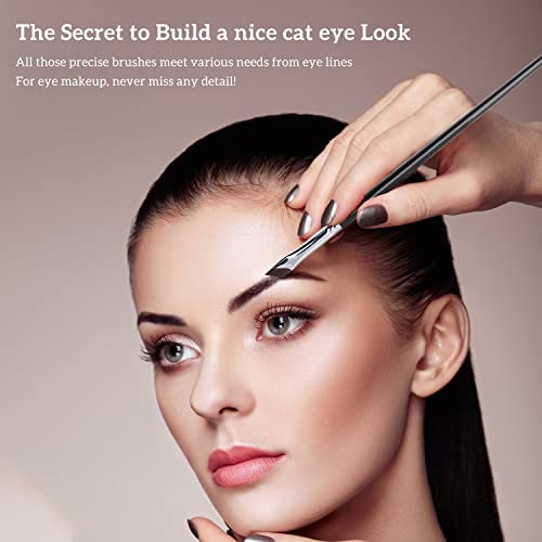 Etercycle 3 Pcs Angled Eyeliner Brushes Ultra Thin Synthetic Bristles