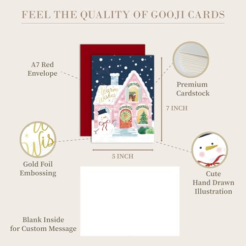 Gooji Vintage Pink House Christmas Card with Envelopes