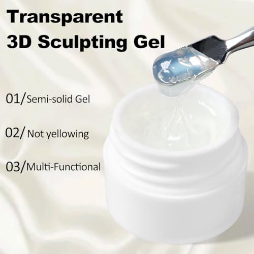 SUTOZMIWE 3D Nail Gel Kit, Semi-Solid Sculpting Gel with Chrome Powder & Brushes