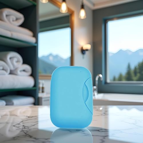Blue Travel Soap Storage Box - Portable Bathroom Organizer for Camping & Hotel