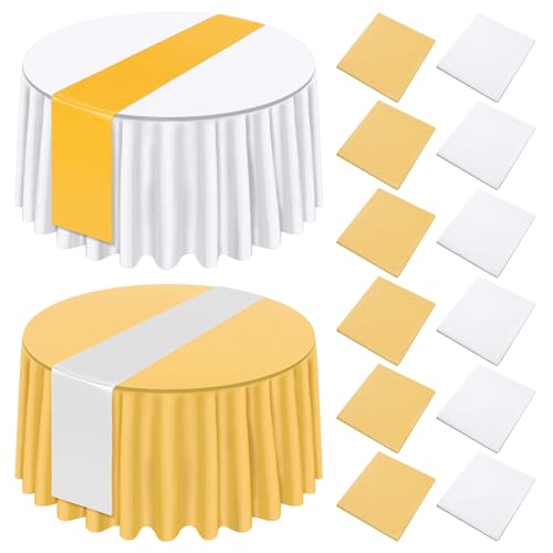 6 Pack Disposable Plastic Table Runners 84 Inch Gold & White - Party Decor