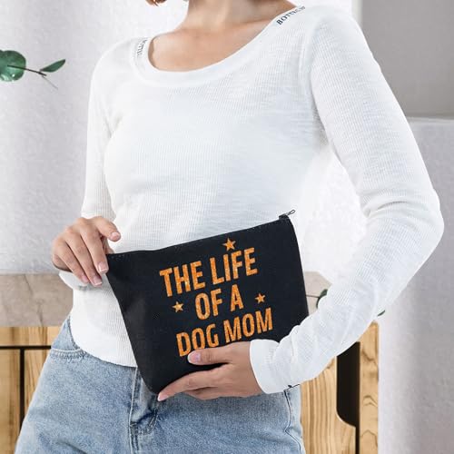 Dog Mom Canvas Makeup Bag Waterproof Travel Cosmetic Pouch Gift