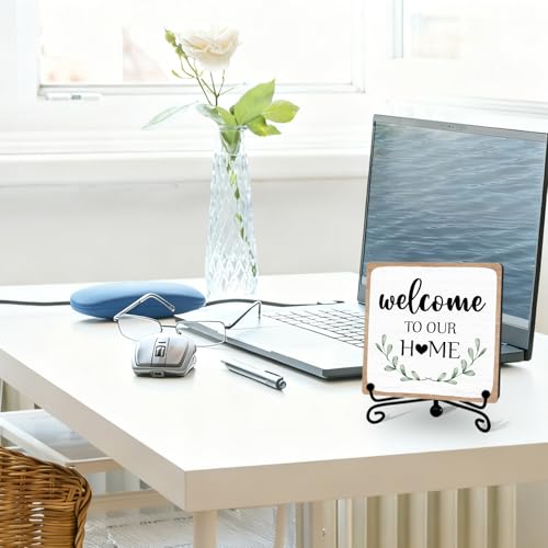 Welcome to Our Home Wooden Sign with Stand - 5" x 5"