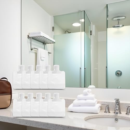 Cauaoa 10 PCS Refillable Travel Toiletry Pouches 30ml Squeeze Bags