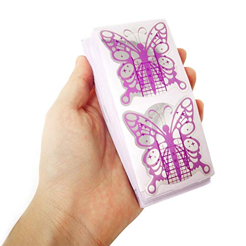 Honbay 100PCS Butterfly Acrylic Nail Extension Form Guides