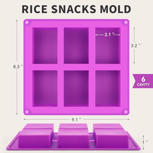 Puyeipt Silicone Rice Krispie Treat Molds – 3 Pack, 18 Cavity