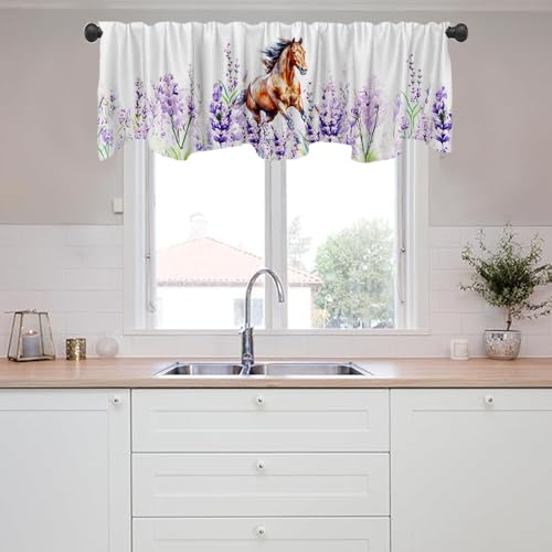Lavender Flowers Valance Curtain 54x18 Inches for Kitchen & Bathroom