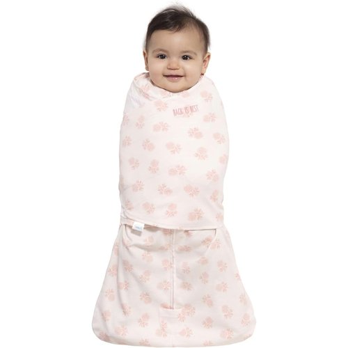 HALO 100% Cotton Sleepsack Swaddle - 3-Way Adjustable Wearable Blanket, TOG 1.5, Watercolor Rose Toss Blush | Newborn 0-3 Months