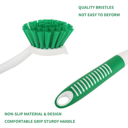 HileSwan Dish Brush with Built-in Scraper, 2 Pack Green Scrub Brushes