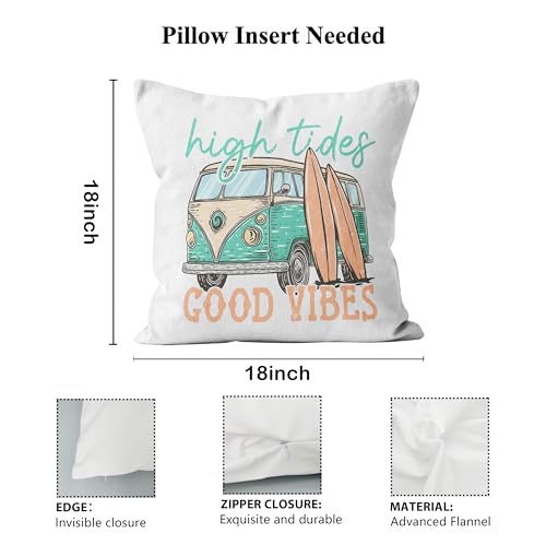 Coastal Outdoor Pillow Cover 18x18 - High Tides Good Vibes