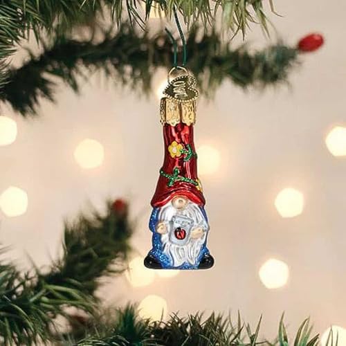 Mini Garden Gnome Glass Ornament for Christmas Tree Handcrafted Holiday Decor