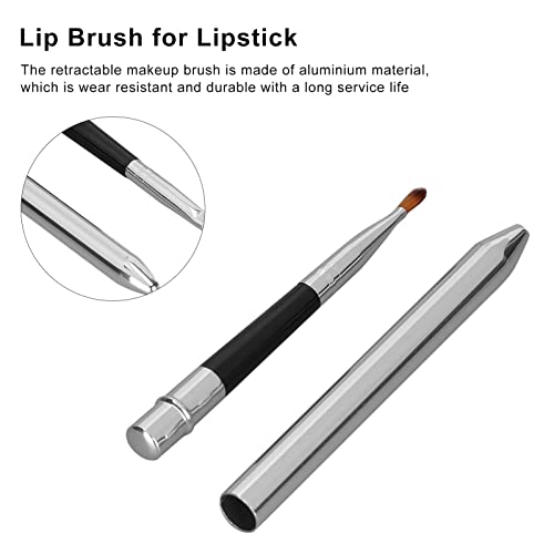 Retractable Lip Brush 2 Pcs Aluminum Makeup Brush for Lipstick & Concealer