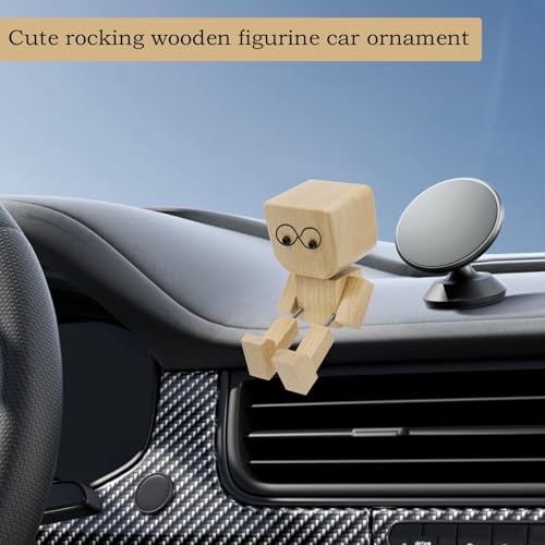 CANIPHA Wooden Rocking Car Ornament with Magnetic Expressions