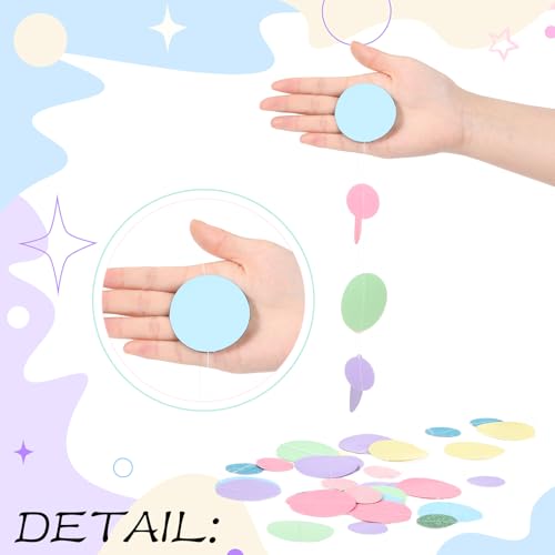 Outus Pastel Circle Garland Banners, 5-Piece Paper Hanging Streamer Set