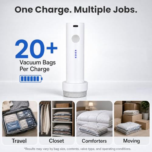 Cordless Mini Electric Vacuum Pump for Storage Bags - USB-C Rechargeable