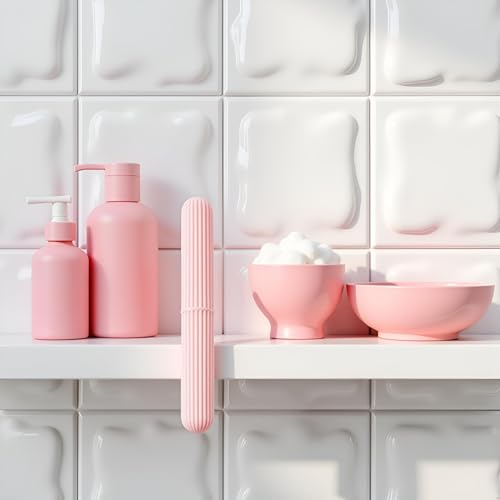 Pink Portable Toothbrush Travel Case with Lid, Dust-Proof Holder