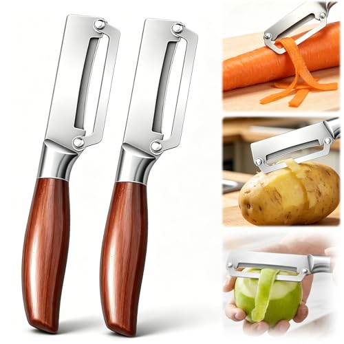 2-in-1 Vegetable Peeler with Wooden Handle & Bottle Opener