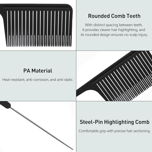 Kootinn Professional Rat Tail Hair Styling Comb with Stainless Steel Pin