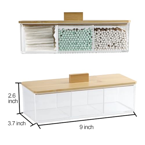 ZEXALOR Clear Acrylic Bathroom Organizer with 3 Compartments and Lid