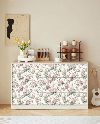 Pink Floral Contact Paper - Peel and Stick Wallpaper for DIY Decor
