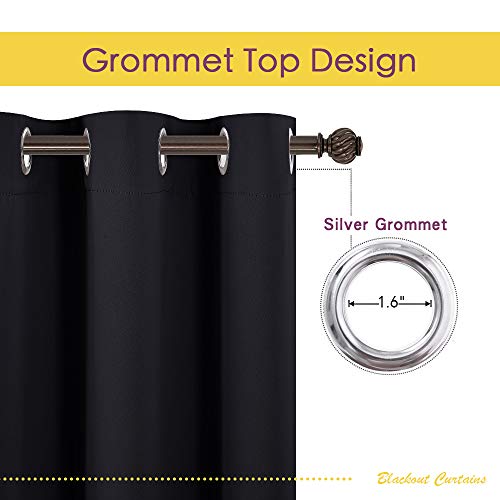 NICETOWN Black Grommet Blackout Curtains 60"W x 84"L (Set of 2)