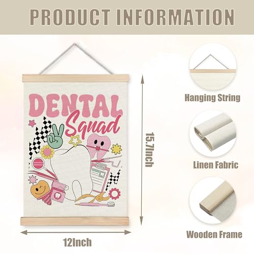 Dentist Wall Art Poster - 12x16 Inch Pink Dental Clinic Canvas Decor