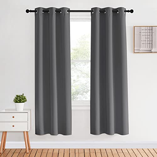 NICETOWN Grey Blackout Curtains 34" x 70" - Grommet Top Room Darkening Panels