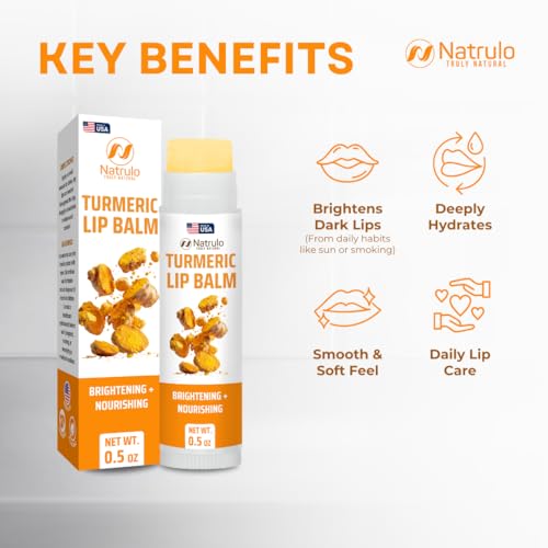 Natrulo Turmeric Lip Balm for Dark Lips – Hydrating Lemon Brightening Chapstick