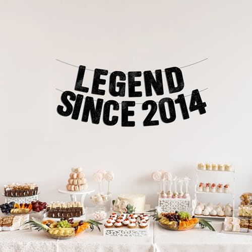 Legend Since 2014 Black Glitter Banner - 12th Birthday Party Decoration