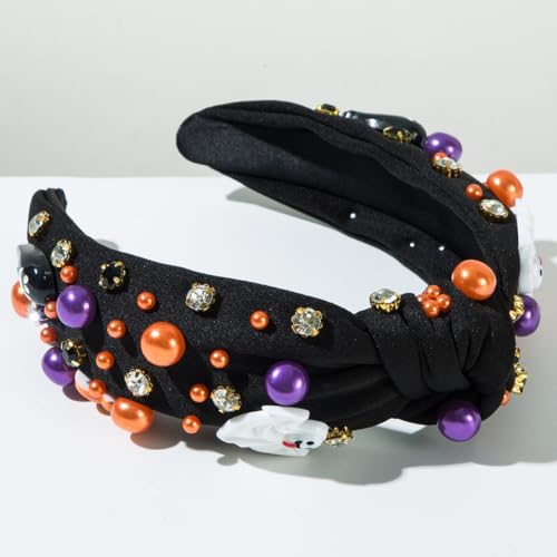 yfstyle Halloween Pumpkin Ghost Rhinestone Knotted Headband