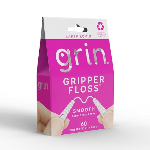 GRIN Gripper Floss Picks, Minty Smooth Dental Floss, 60 Count