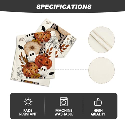 Halloween Table Runner 13x108 Inch Beige Polyester Home Party Decor