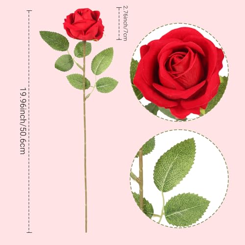12PCS Red Silk Roses Bouquet - Realistic Artificial Flowers