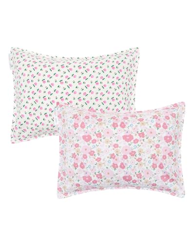 ALVABABY Toddler Pillowcases Pink Floral Pack of 2 - Fits 12x16 & 13x18 Inches